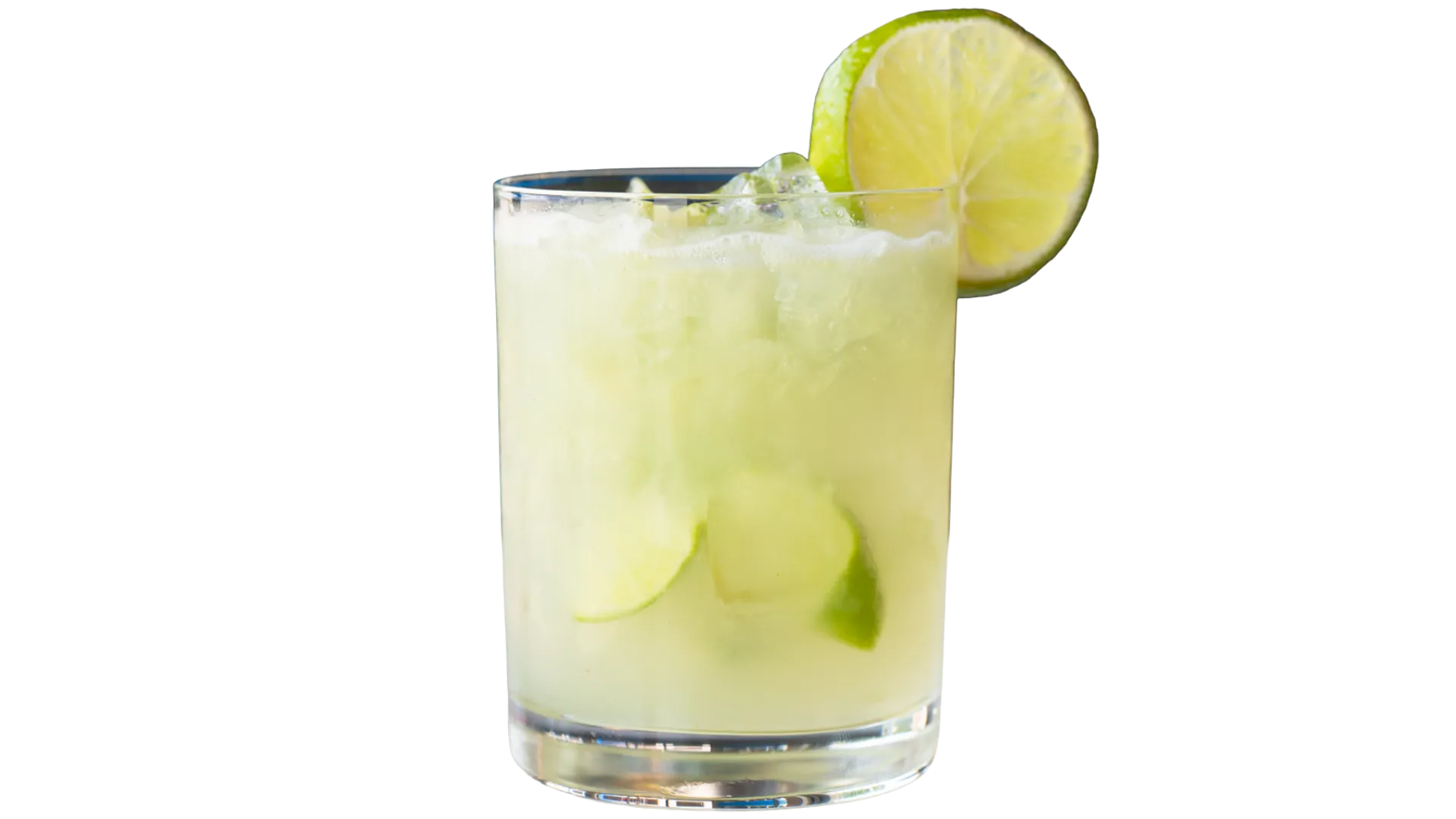 Classic caipirinha cocktail with fresh lime