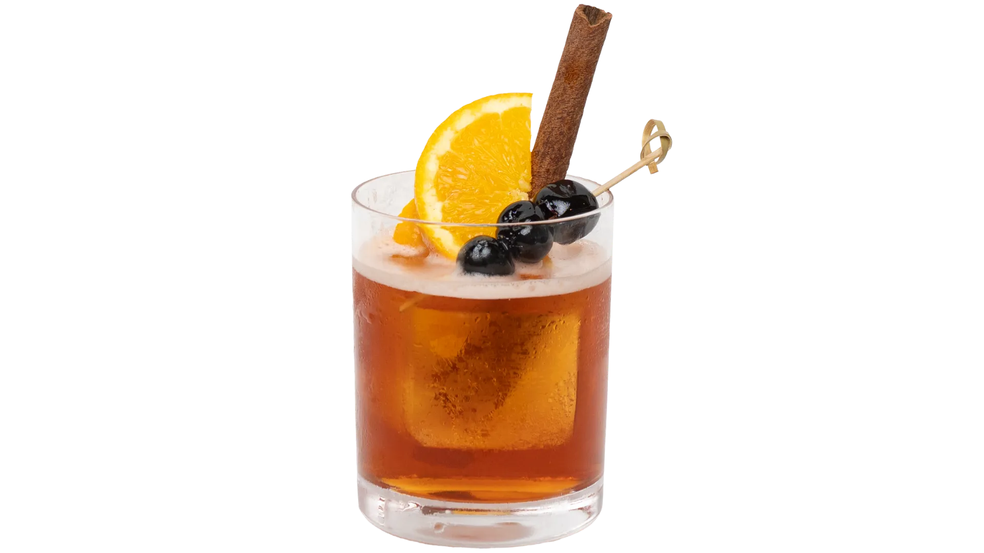 Mexican Old Fashioned cocktail with orange peel