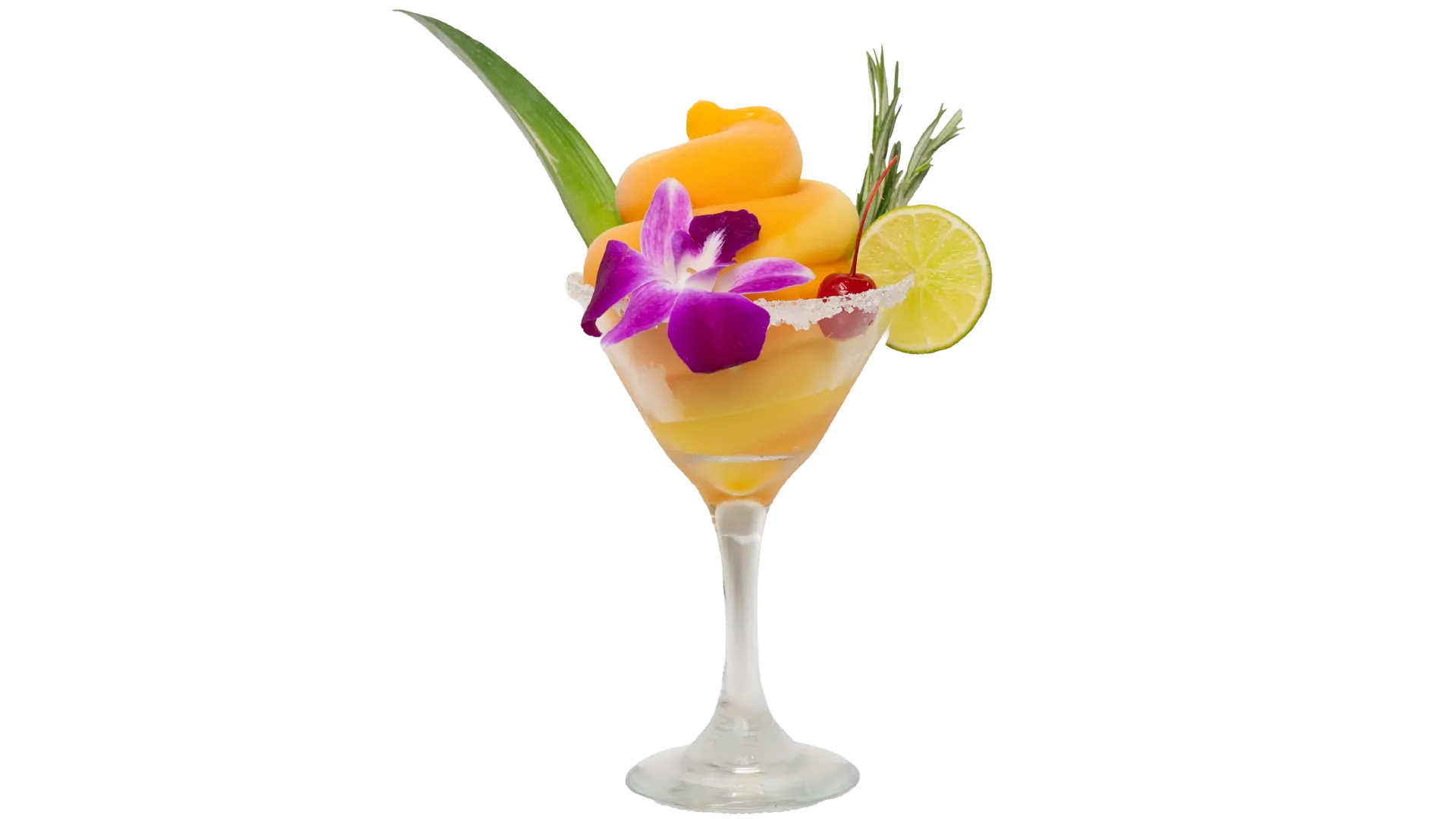 Mixed frozen soft serve cocktail with two blended flavors