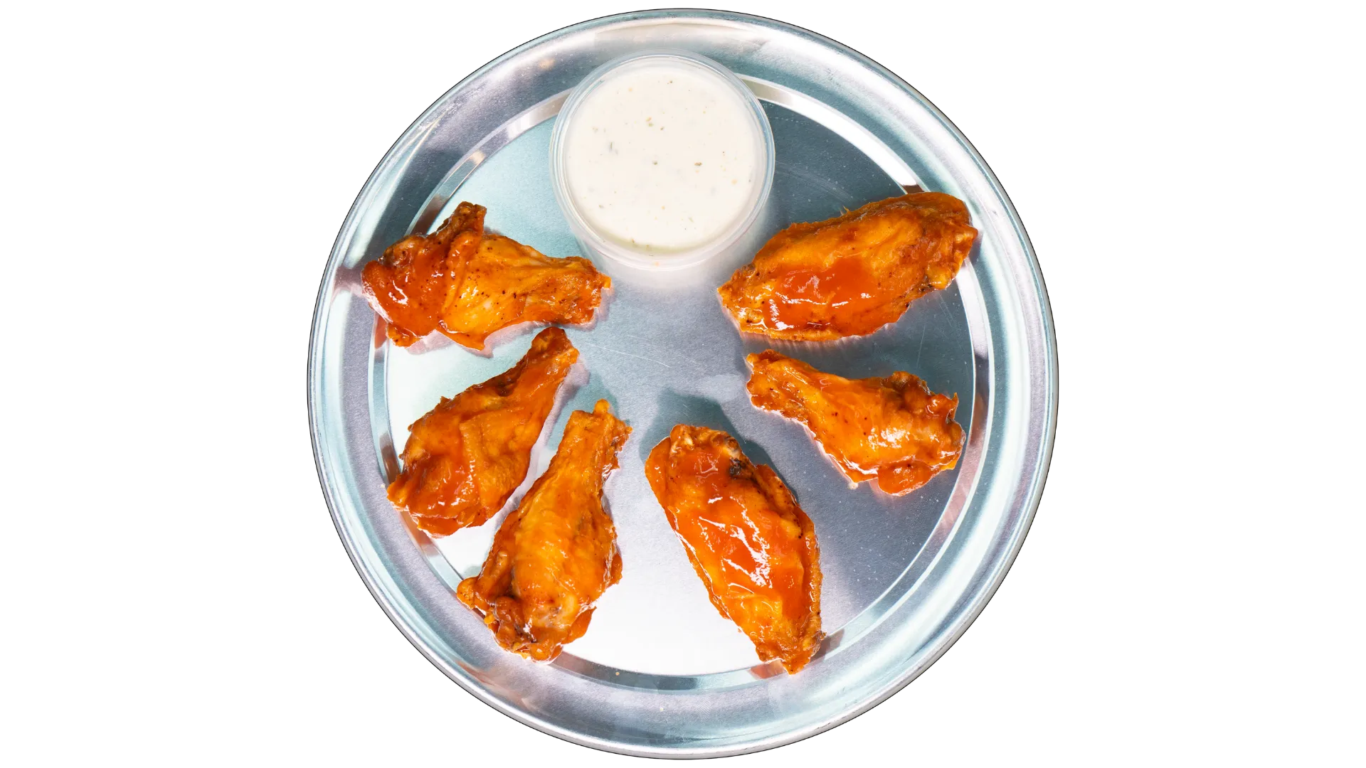 Original hot chicken wings coated in spicy buffalo-style sauce