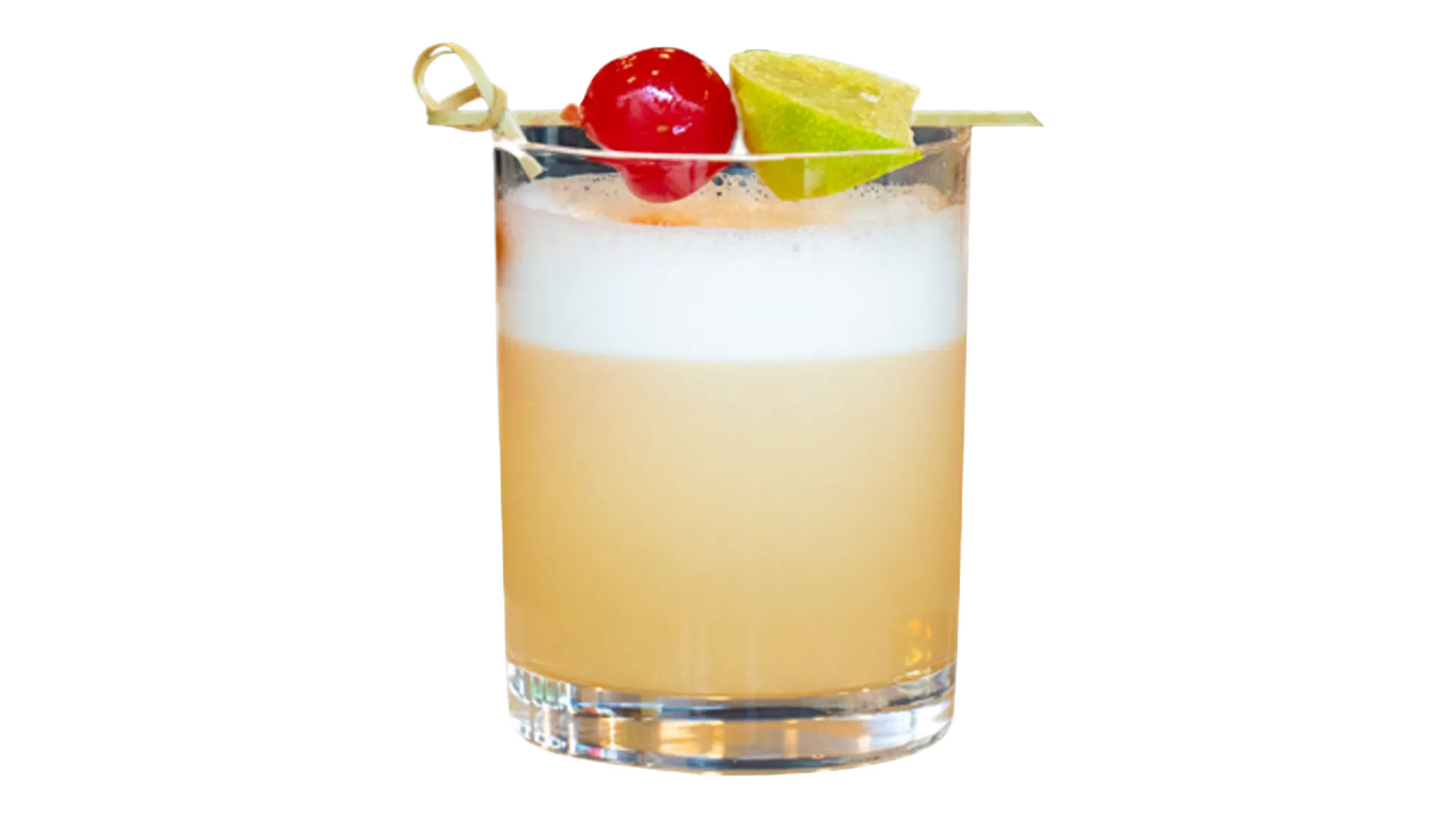 Whiskey Sour cocktail with lemon garnish
